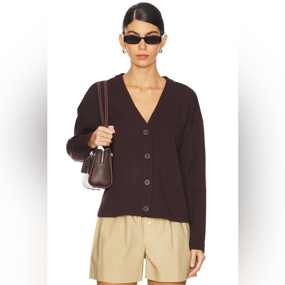 SPANX Air Essential Cropped Cardigan in Truffle Brown